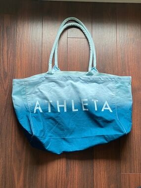 ATHLETA Blue Ombre Tote Bag 100% Cotton NWOT